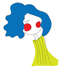 Image showing Girl with blue hair, vector color illustration.