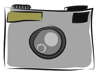 Image showing Vector illustration of simple grey photo camera on white backgro