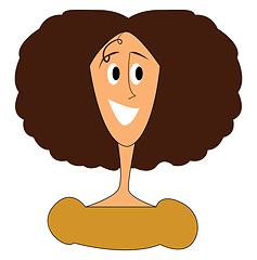 Image showing A girl with brown bushy hair looks cute vector or color illustra