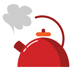 Image showing A red-colored teapot/Evening snacks time vector or color illustr