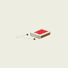 Image showing Cartoon matchbox with two unburnt sticks lying closer vector or 