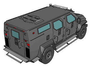 Image showing 3D vector illustration on white background of armed military veh