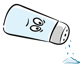 Image showing Emoji of a sad blue-colored salt shaker vector or color illustra