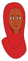 Image showing Indian woman in red  vector illustration on white background 