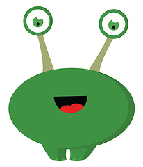 Image showing A happy green alien vector or color illustration