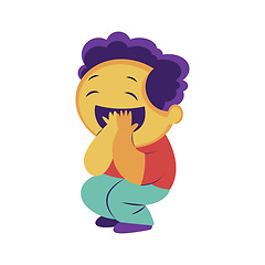 Image showing Excited boy with purple hair vector sticker illustration on a wh