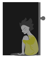 Image showing The portrait of a sad girl over black background vector or color