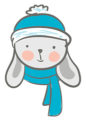 Image showing A cute cartoon hare wearing its blue winter clothes vector color