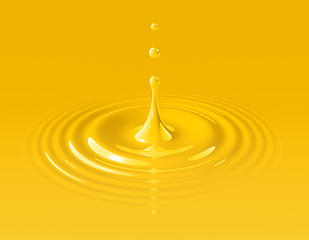 Image showing Yellow paint drop and ripple