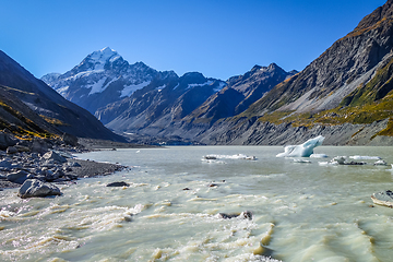 Image showing Hooker lake in Aoraki Mount Cook, New Zealand