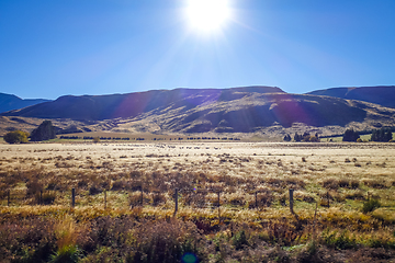 Image showing Mountain fields landscape in New Zealand