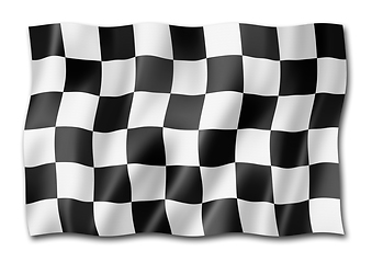 Image showing Auto racing finish checkered flag isolated on white
