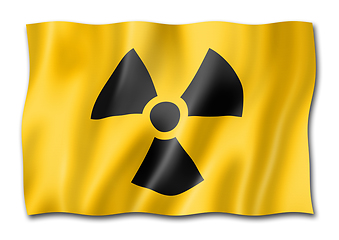 Image showing radioactive nuclear symbol flag isolated on white
