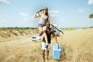 Image showing Young multiethnic international couple outdoors