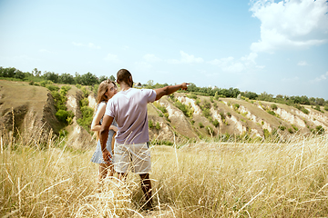 Image showing Young multiethnic international couple outdoors