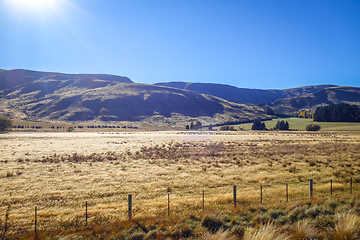 Image showing Mountain fields landscape in New Zealand