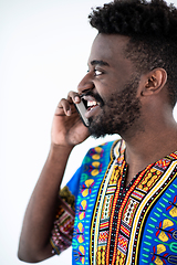 Image showing african man on phone