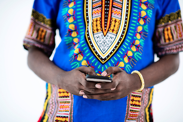 Image showing african man on phone