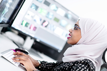 Image showing afro american modern  muslim woman