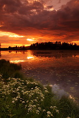 Image showing Lake at sunset