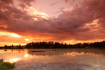 Image showing Lake at sunset