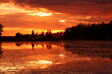 Image showing Lake at sunset