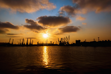 Image showing Sunset over Harbour