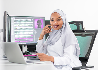 Image showing afro american modern  muslim woman