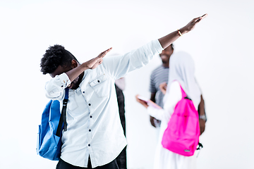 Image showing young  african students modern dancing