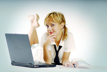 Image showing School girl with a notebook