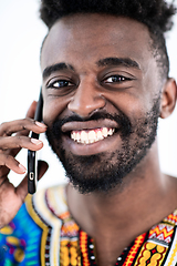 Image showing african man on phone