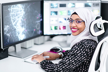 Image showing afro american modern  muslim woman