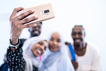 Image showing african students group taking a selfie