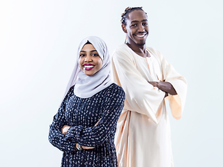 Image showing portrait of  young african muslim couple