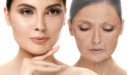 Image showing Beautiful female face, concept of skincare and lifting