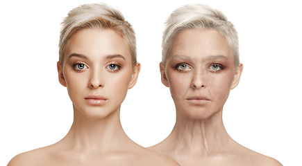 Image showing Beautiful female face, concept of skincare and lifting