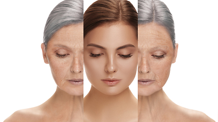 Image showing Beautiful female face, concept of skincare and lifting