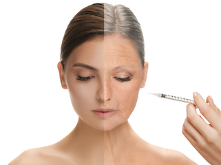 Image showing Beautiful female face, concept of skincare and lifting