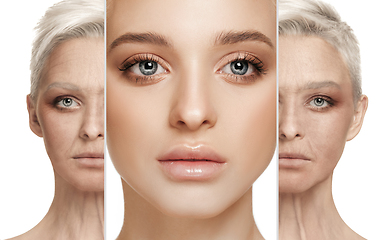 Image showing Beautiful female face, concept of skincare and lifting