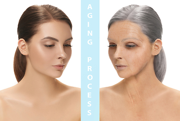 Image showing Beautiful female face, concept of skincare and lifting