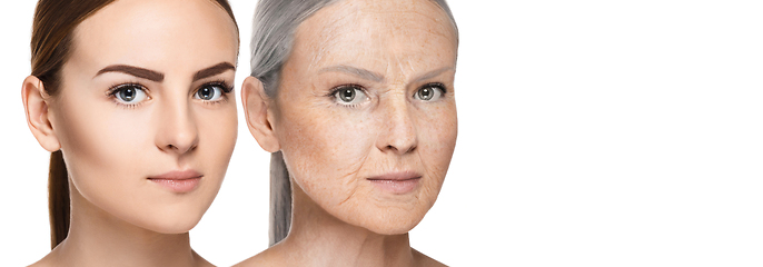 Image showing Beautiful female face, concept of skincare and lifting