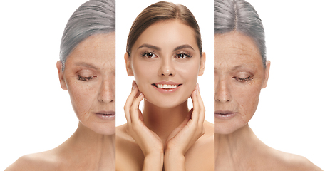 Image showing Beautiful female face, concept of skincare and lifting