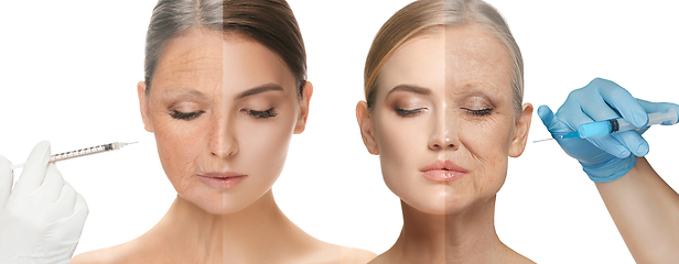 Image showing Beautiful female face, concept of skincare and lifting