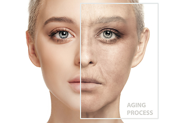 Image showing Beautiful female face, concept of skincare and lifting