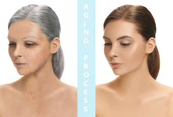 Image showing Beautiful female face, concept of skincare and lifting