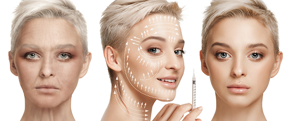 Image showing Beautiful female face, concept of skincare and lifting