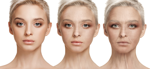 Image showing Beautiful female face, concept of skincare and lifting