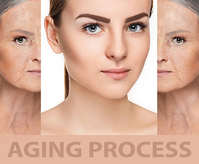 Image showing Beautiful female face, concept of skincare and lifting