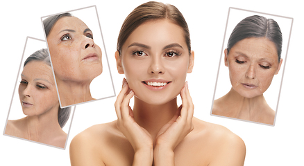 Image showing Beautiful female face, concept of skincare and lifting