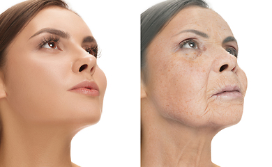 Image showing Beautiful female face, concept of skincare and lifting